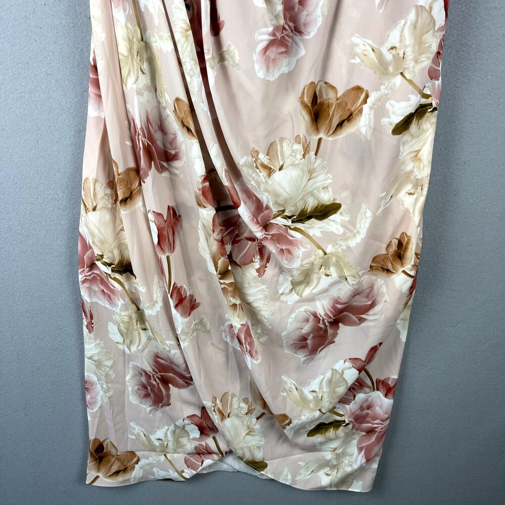 City Chic Maxi Dress Womens Medium 18 Pink Rose Faux Wrap Cocktail Drape NEW - Picture 4 of 16